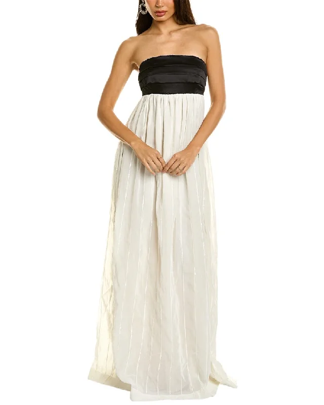 Special Offer For You Brunello Cucinelli Strapless Silk-Blend Maxi Dress Seasonal Trend