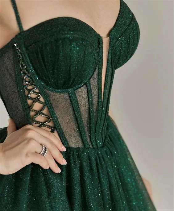 Special Offer Sparkly Evening Dress Green Corset A-line Evening Gown Y6339 Nordic Minimalist Home Look
