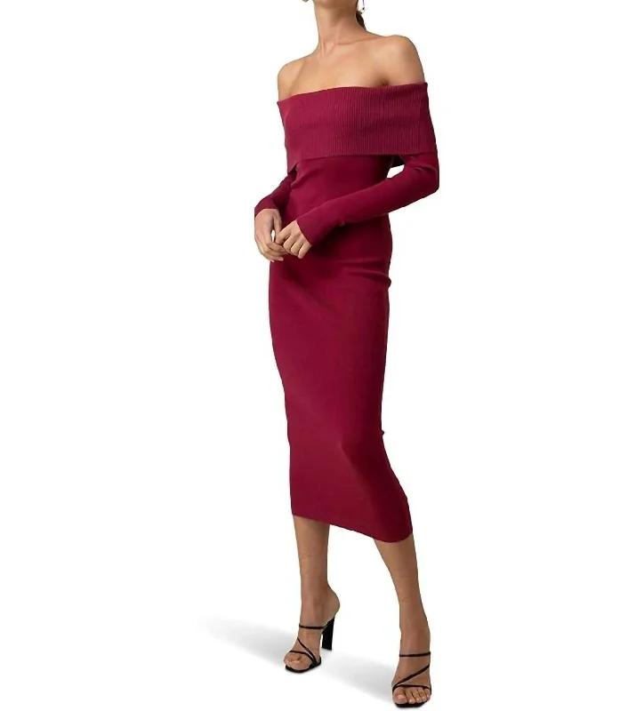 Massive Selection Sale Heart Struck Midi Dress In Burgundy Sleek Design
