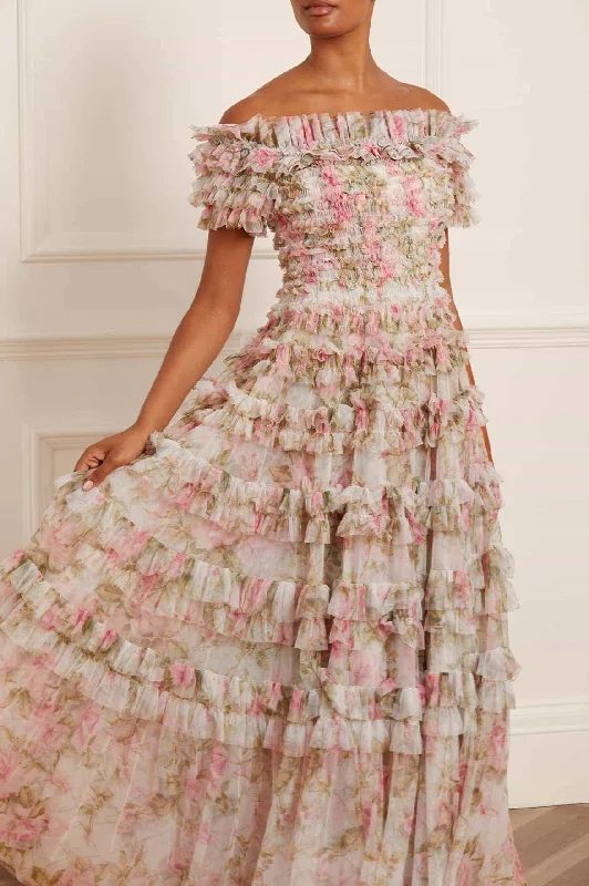 Easy Elegance Sales English Rose Lisette Off Shoulder Gown Boho - Chic Festival - Ready Style