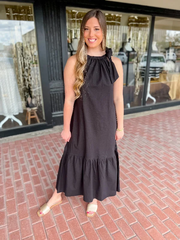 Contemporary Casual Deals [Mud Pie] Julip Maxi Dress-Black Effortless Sophistication