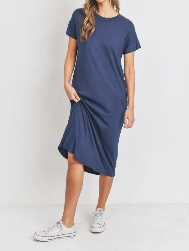 Luxury Fashion Fortunate For You Maxi Dress In Navy Feminine Flow