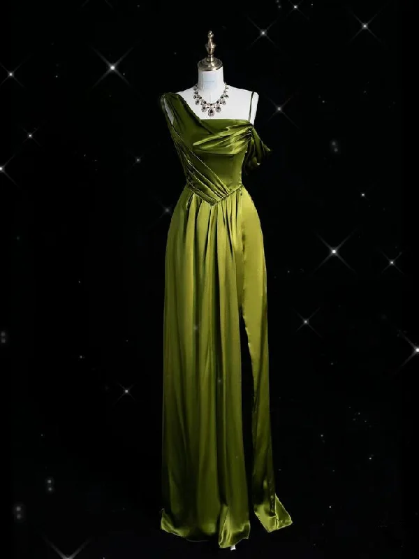 Enjoy Discount Green Straps Sheath Satin Long Formal Evening Party Dress, MD7944 Coastal Beach - Inspired Style