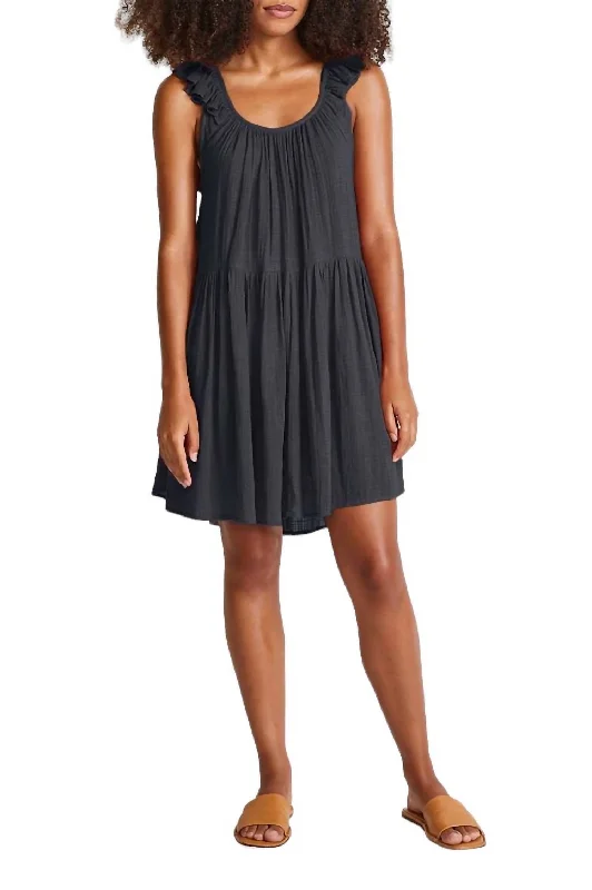 Chic Styles Verder Mini Dress In Charcoal
