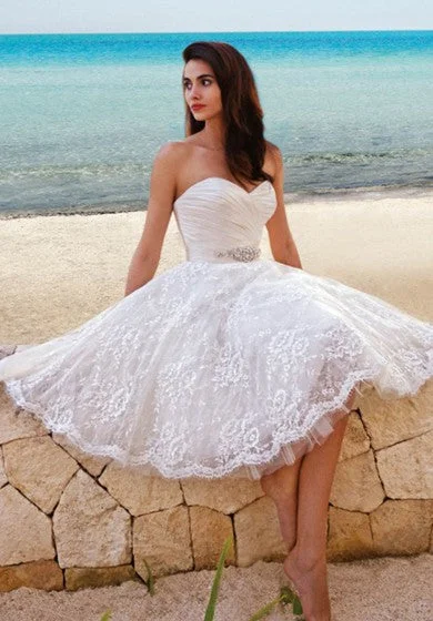 Day-To-Night Styles Princess Style Sweety Midi Wedding Dress With Sash Fashion-Forward Style