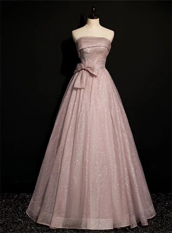 Unbeatable Deals Beautiful Pink Tulle Sequins Strapless Pleats Beading Prom Dress Formal Ball Gown Brithday Quinceanera Dress Y7579 Casual Weekend Relaxed Style