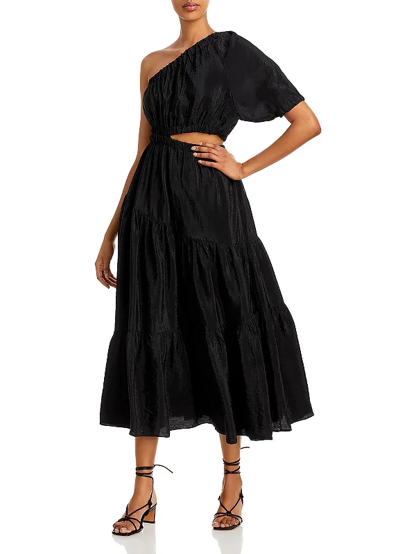 Smart Casual Deals Womens One-Shoulder Mid-Calf Midi Dress Effortless Style