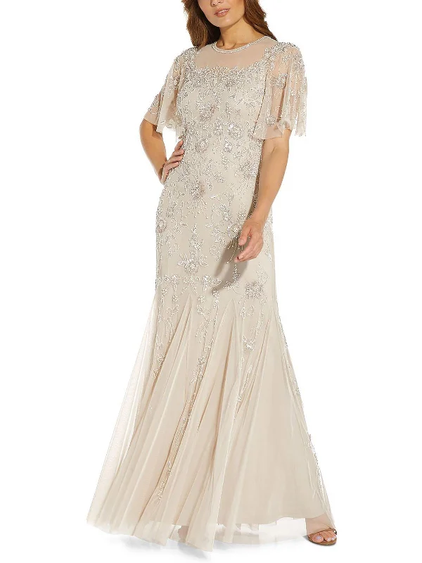 Hurry Before It'S Gone Womens Beaded Sheer Maxi Dress Tropical Island - Inspired Attire