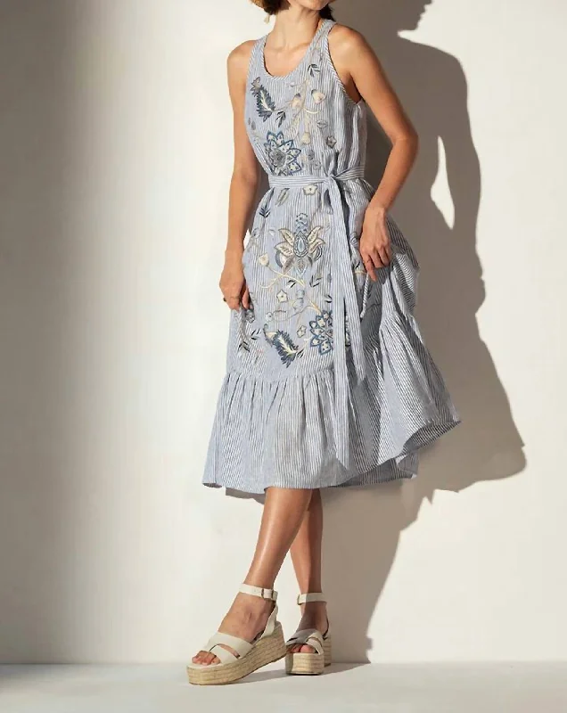 Daring Fashion Promotions Grace Round Neck Tiered Midi Dress In Multi Classic Timeless Elegant Style