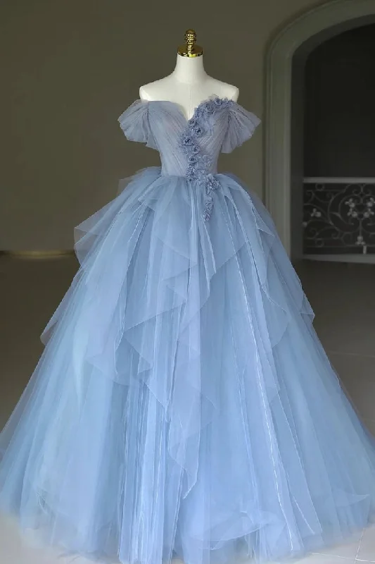 Inspired By You, Designed For You Fairy Tulle Appliques Prom Dress Blue Ball Gown Birthday Dress Y7682 Casual Elegance