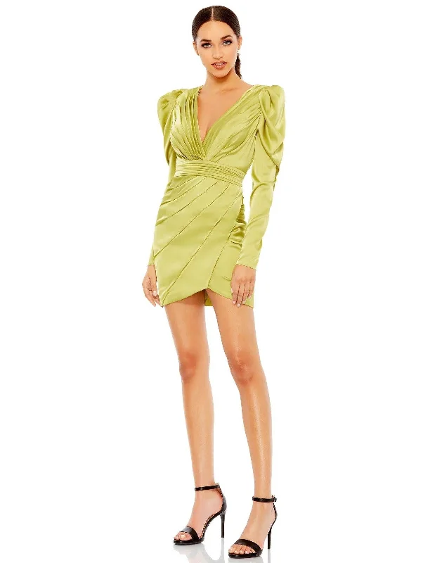 Limited Edition Mac Duggal 26380 Long Sleeve Short Cocktail Dress Soft Textures