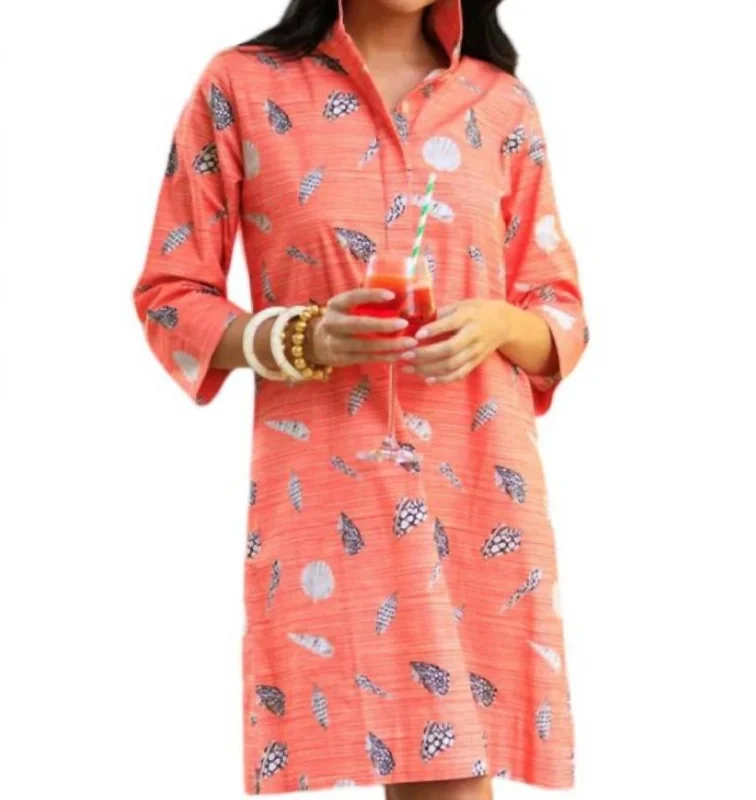 Budget Saver Arden Mini Dress In Coral Shell Grasscloth