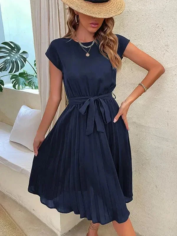 Vintage Clothing For Women Buy More, Save More Short Sleeve Pleated Midi Dress