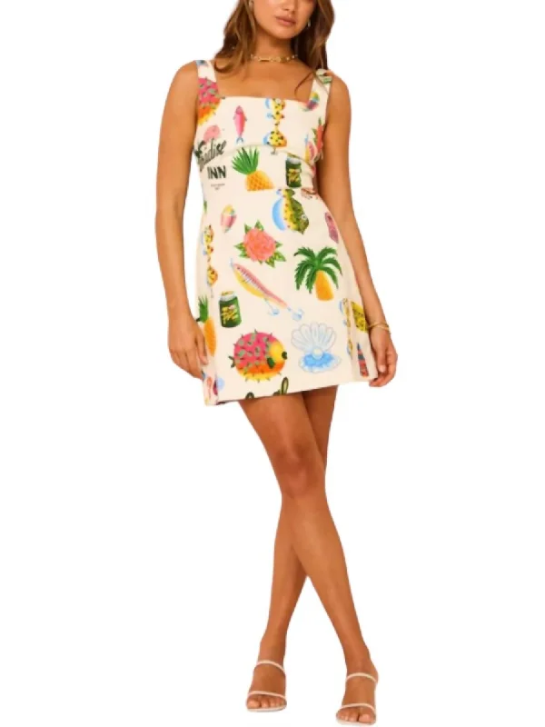 New Styles Just In Paradise Square Neck Mini Dress In Multi