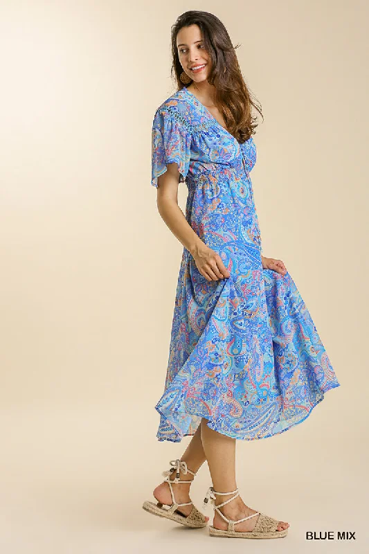 Women's Weekend Outfit Latest Fashion "Bianca" Paisley Midi Dress