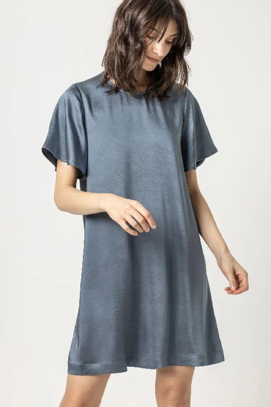 Flash Sales Flutter Sleeve Satin Dress Big Savings On Minimalist Office Styles