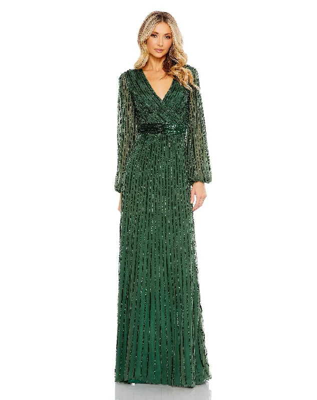 Limited Time Deal Mac Duggal 5718 Long Sleeve Sequin Formal Dress Subtle Sophistication