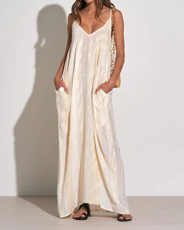 Premium Fashion "cleo" Maxi Dress In Pale Multi Effortless Comfort