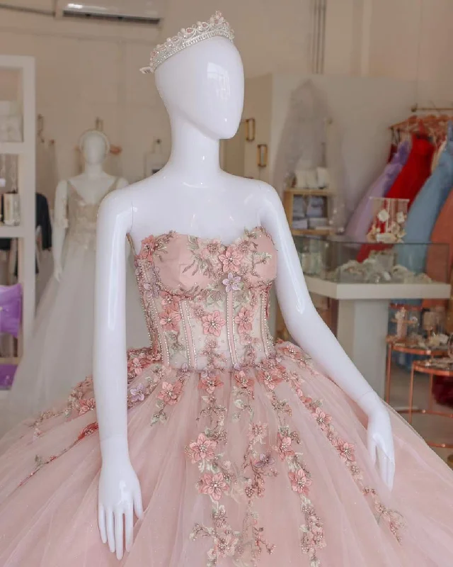 Browse Our Top Products Quinceanera Dresses With 3D Flowers Sweet 15 16 Party Ball Gown Y4158 Graceful Drape