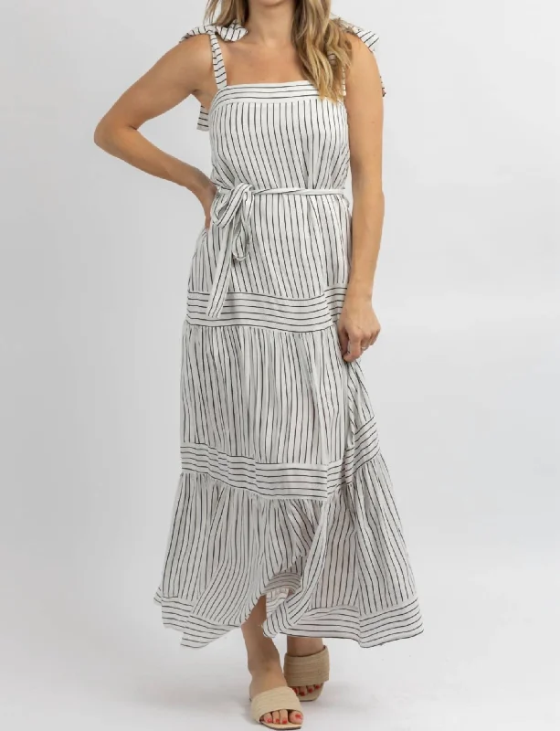 On-Trend Fashion Offers Coastline Tie Belt Maxi Dress In White Limited - Time Bundle