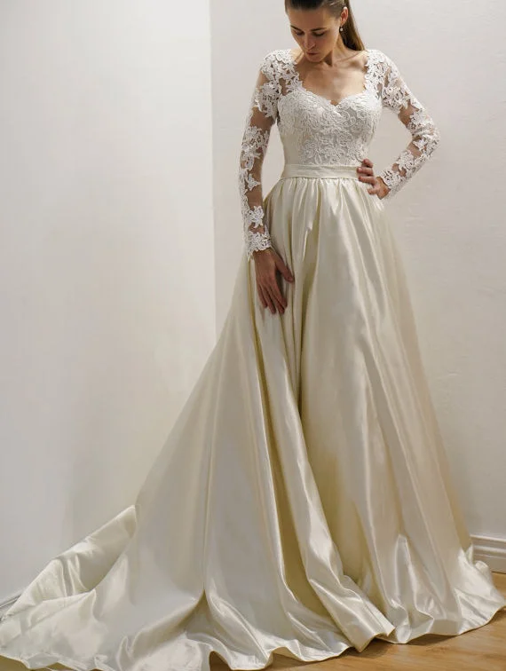 Style Revolution Long Sleeve Cream Wedding Dress Limited - Stock