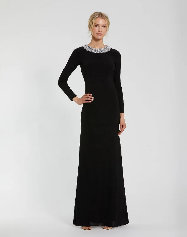 Latest Fashion Mac Duggal 49951 Fitted Formal Prom Beaded Long Sleeve Dress Rustic Countryside Charm Look