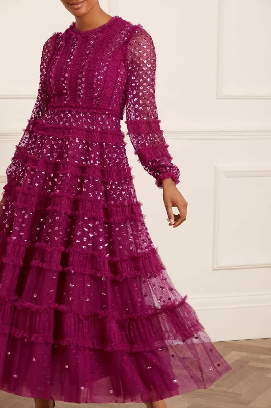 Limited Stock Dot Shimmer Ankle Gown Vintage Charm