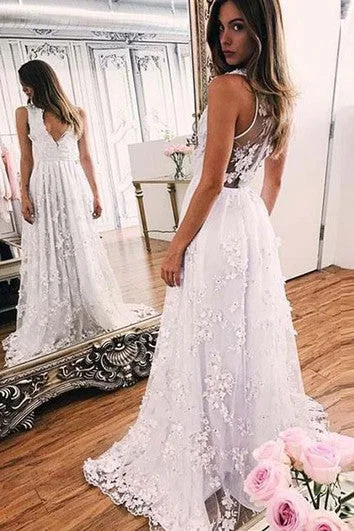 Exclusive Designer Style Deals A-Line Lace V-neck Sleeveless Zipper Illusion Dress Luxury Comfort