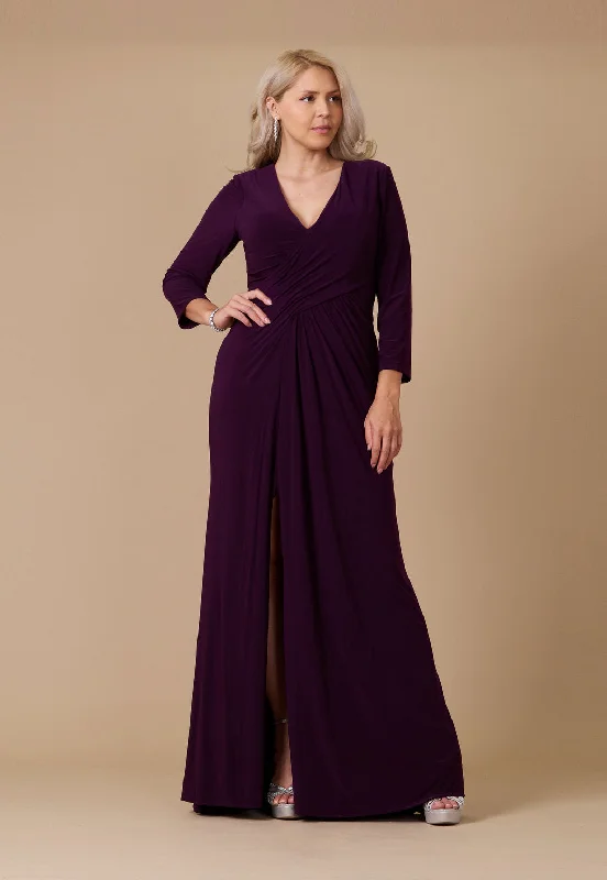Limited Time Special Offer Long Formal Stretch Evening Long Sleeve Dress Plum Now On Sale For Chic Urban Styles