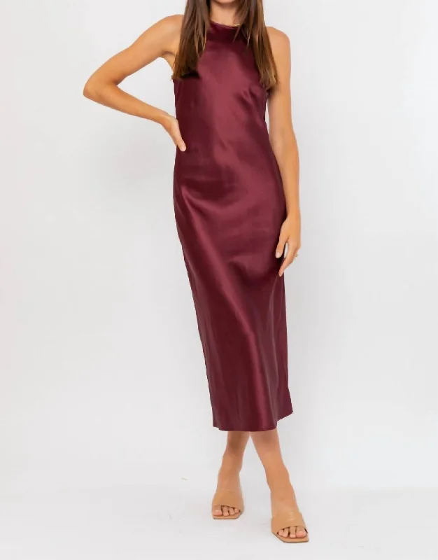 Summer Deals Ruby Midi Dress In Wine Classic Charm