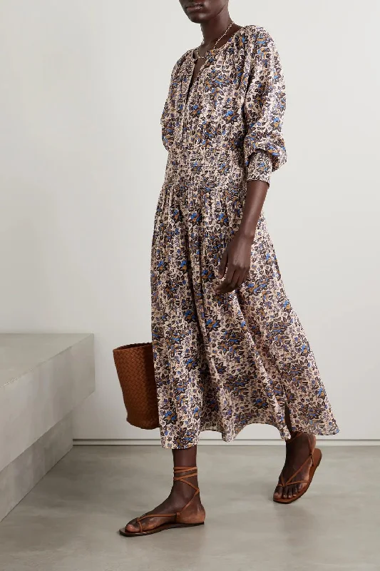 Seasonal Clearance La Ventura Maxi Dress In Folk Foliage Light Subtle Sophistication