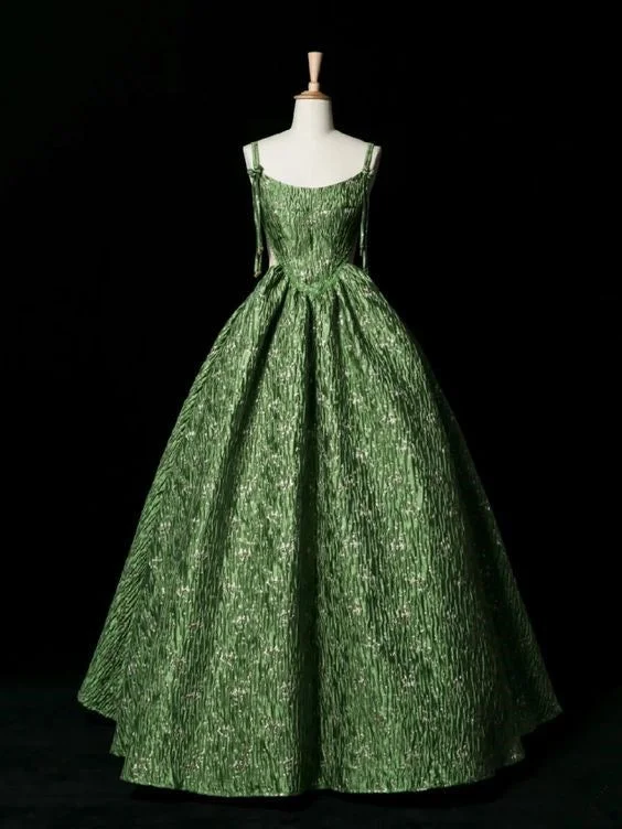 Massive Savings Vintage Green Evening Gown Spaghetti Straps A Line Prom Party Dress Brithday Ball Gown Y7567 Feminine Soft - Hued Look