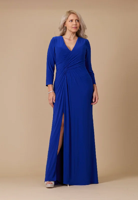 Find Your Unique Flair Long Formal Stretch Evening Long Sleeve Dress Royal Blue End - Of - Month Blowout
