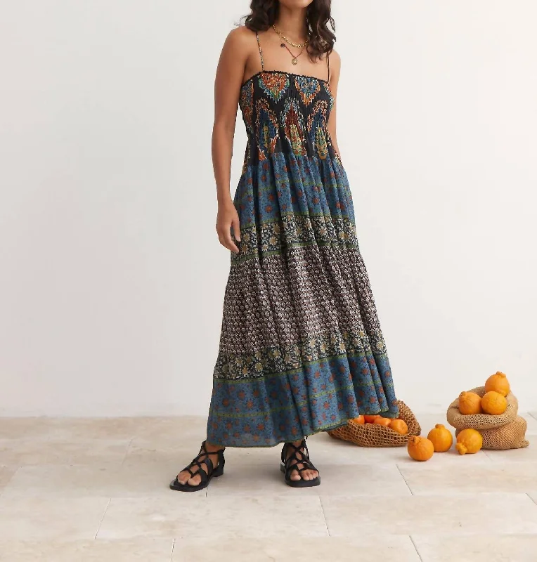 New In This Season Rhea Tiered Maxi Dress In Noir Classic Timeless Elegant Style