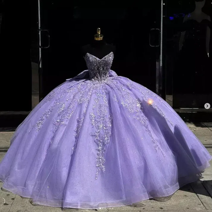 Trend Forward Threads Sparkly Lavender Tulle Princess Quinceanera Dress Sweet 16 Birthday Party Ball Gown Y7473 Elegant Ensemble