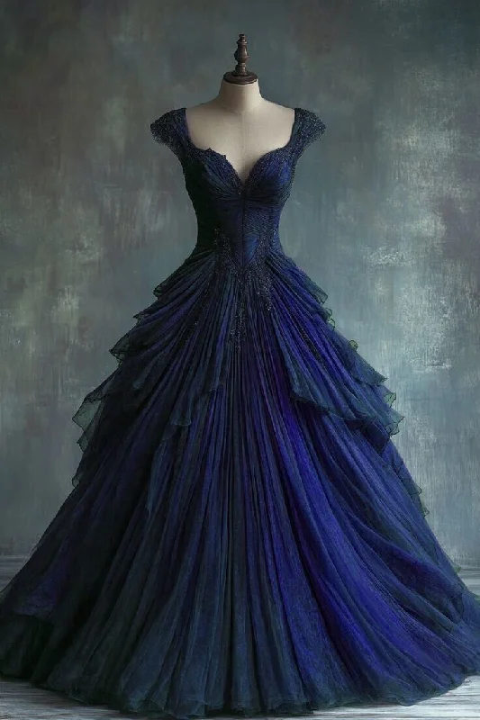 Statement Fashion Offers Elegant Blue Tulle Lace Ball Gown Formal A Line Quinceanera Dress Y7797 Classic Timeless Elegant Style