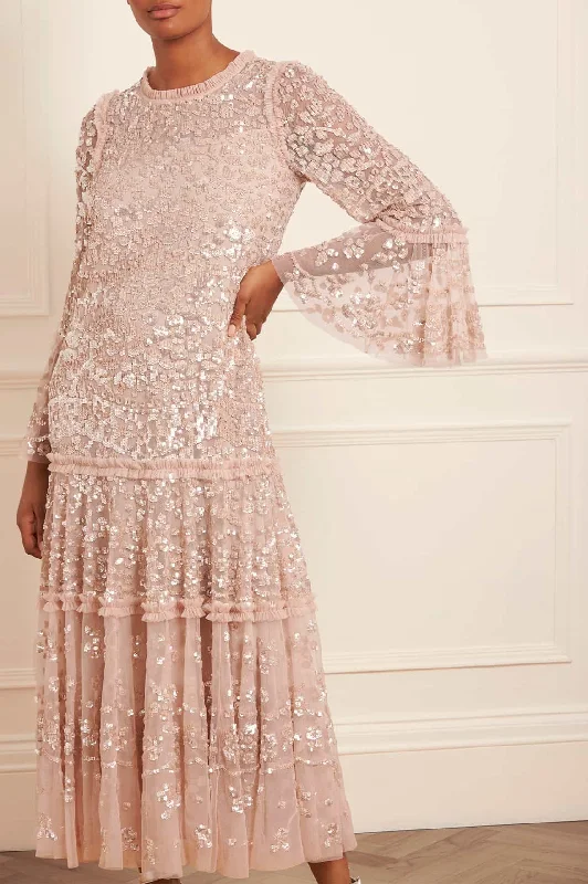 Discount Extravaganza Annie Gloss Tiered Ankle Gown Luxury Comfort