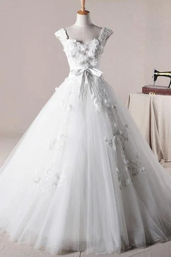 Exclusive Discounts Ball Gown Long Straps Beading Appliques Ruffles Straps Tulle Lace Dress Early Access To Art Deco Styles Sale