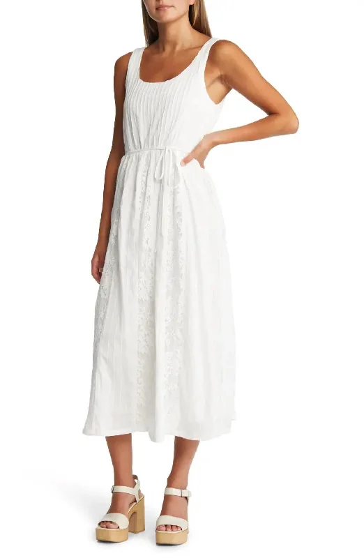 Exclusive Discounts Vivian Lace Inset Cotton Maxi Dress In White Today Only