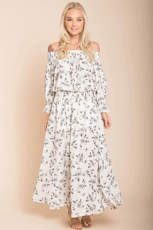 End Of Season Sale Aiyana High Slit Floral Maxi Dress White Limited - Edition Drops