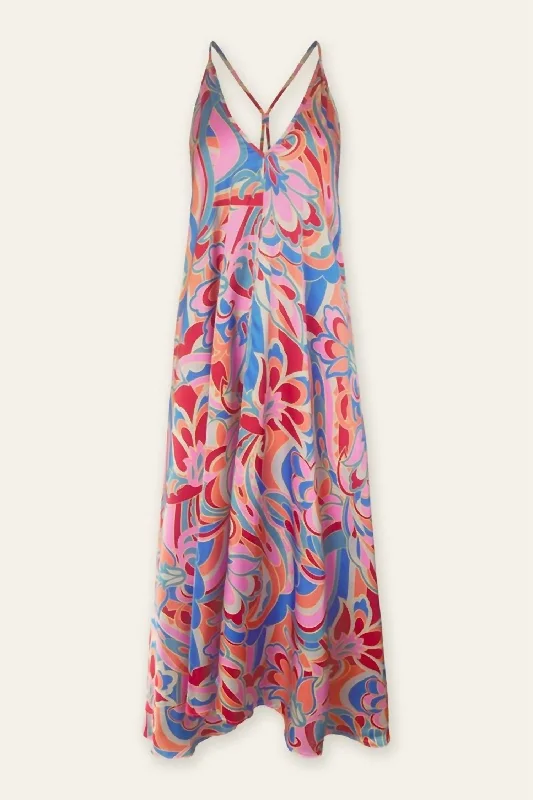Athleisure Style Sale Elizabeth Maxi Dress In Blue Multi Coastal Beach - Inspired Style