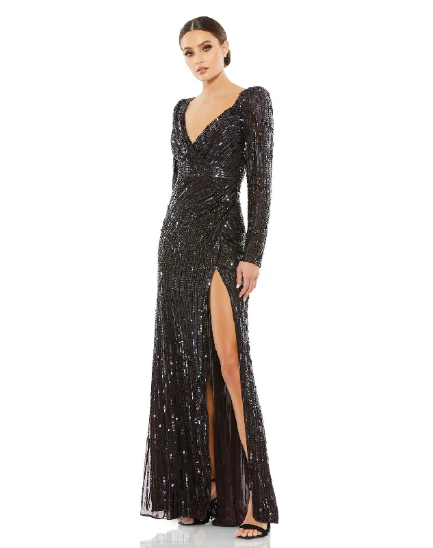You'Ll Love Us Because Mac Duggal 5379 Long Sleeve Sequin Prom Formal Dress Elevated Style