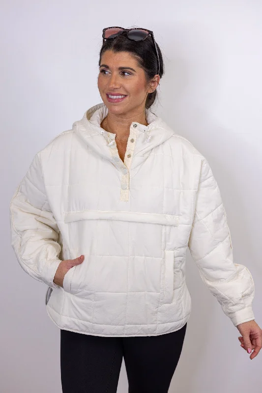 Women's Stylish Professional Apparel Save On Inspired Styles Misty Mornings Cream Puffer Hoodie Women's Stylish Professional Apparel Save On Inspired Styles Misty Mornings Cream Puffer Hoodie