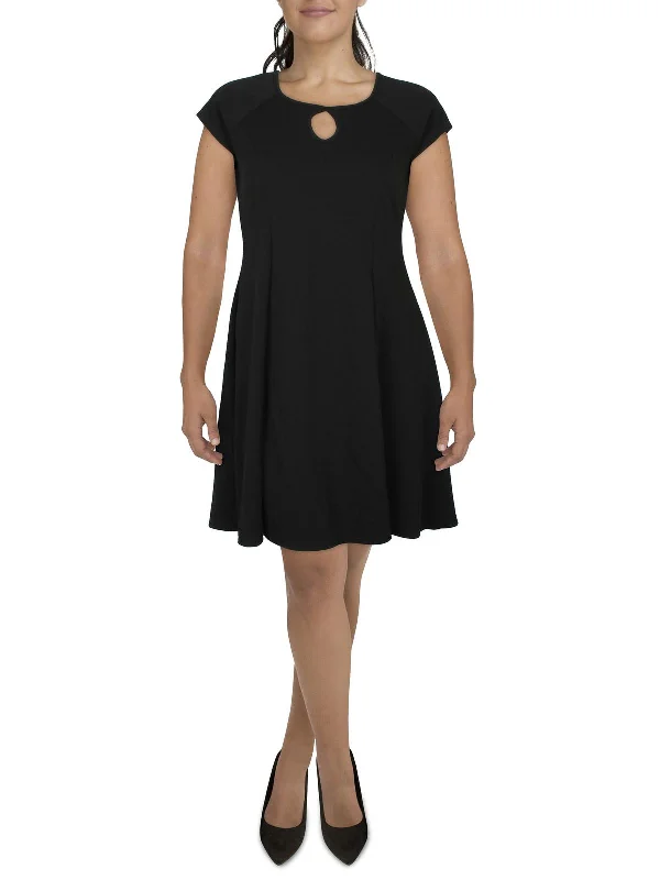 Contemporary Women's Clothing Plus Womens Solid Polyester Fit & Flare Dress