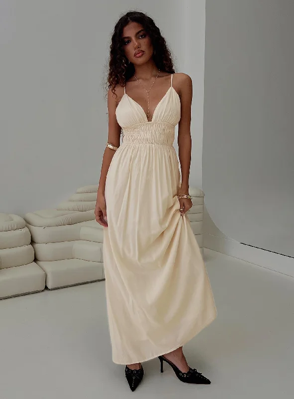 Best Online Women's Boutiques Maysen Maxi Dress Cream