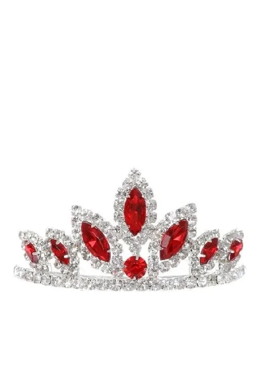 Huge Discounts This Week Girls Red Stone Mini Silver Tiara with Comb Limited - Edition Drops