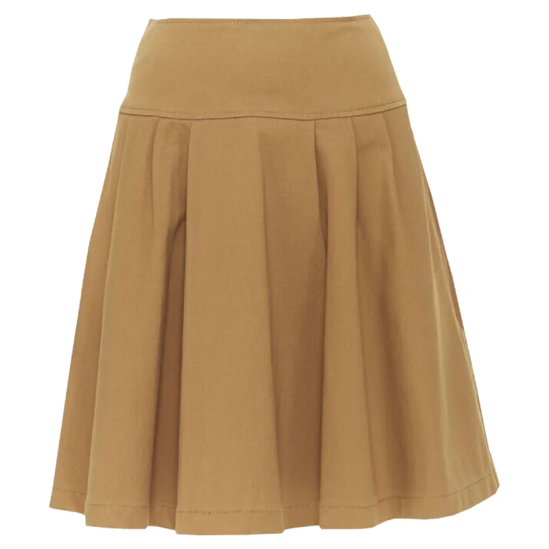 Women's High-Fashion Attire Dreamy Aesthetic Oscar De La Renta tan nylon cotton knitee length skirt