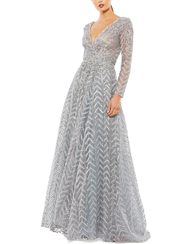 Women's Clothes And Garments Mac Duggal Embellished Illusion Wrap Over A Line