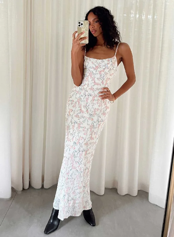 Women's Work Outfit For The Office Fairholm Maxi Dress White / Floral
