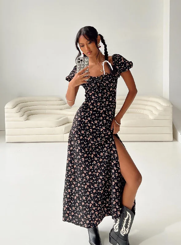 Modern Women's Fashion with Vintage Touches Hauser Maxi Dress Black Floral
